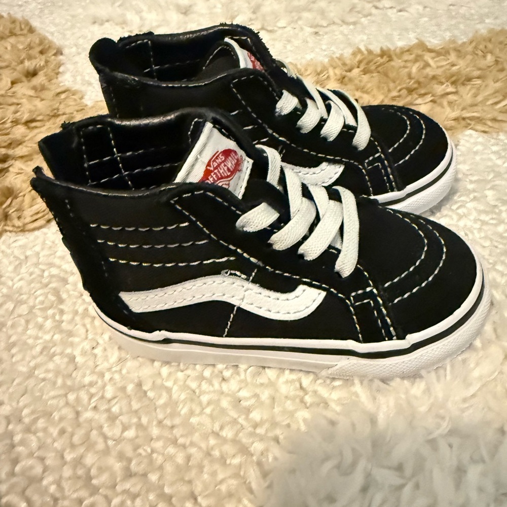 Vans Kids Black and White High-Top Sneakers